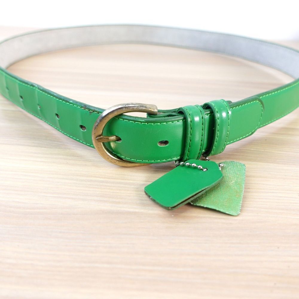 Green Leather Belt Womens Medium Basic Minimalist Waist Dress Fashion Patent‎